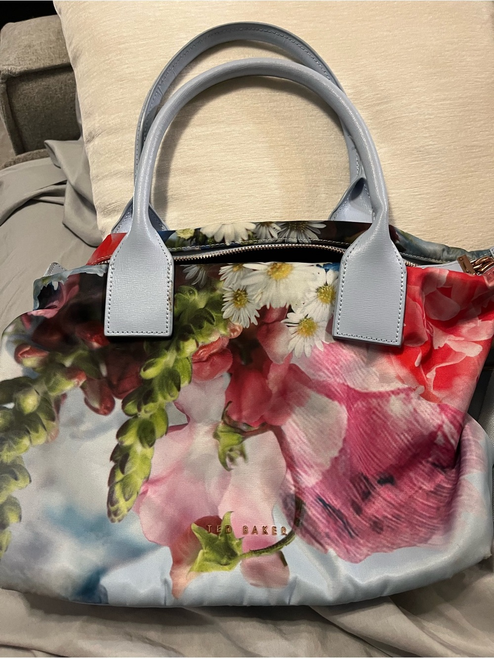 Ted Baker Light Blue Floral Crossbody Tote